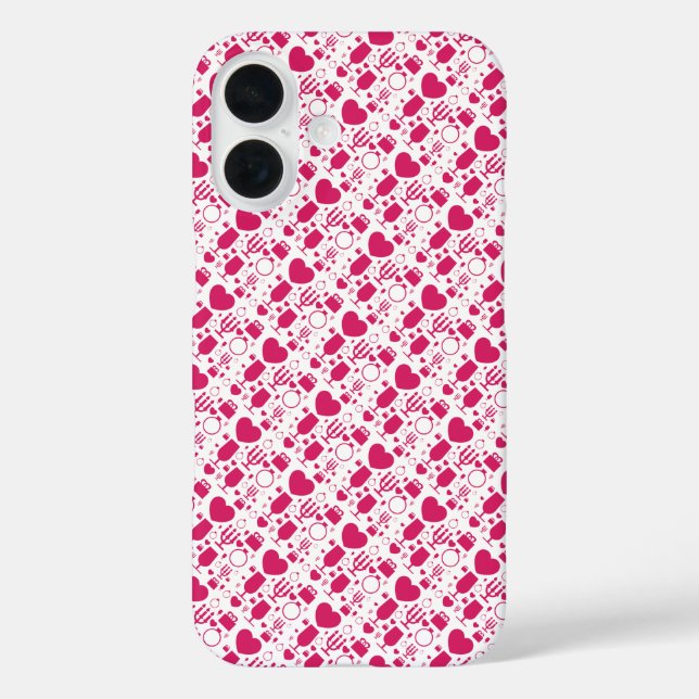 Valentinstag-Elemente Muster Case-Mate iPhone Hülle (Rückseite)