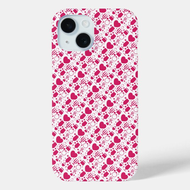 Valentinstag-Elemente Muster Case-Mate iPhone Hülle (Rückseite)