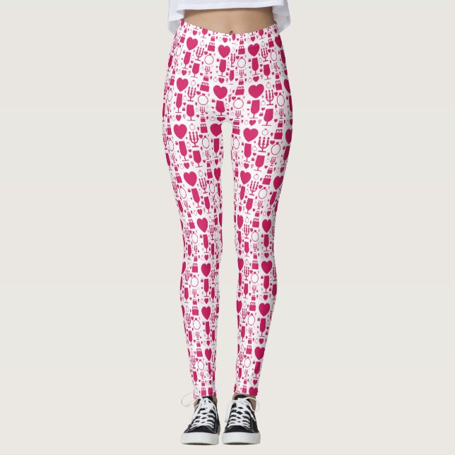 Valentinstag-Elemente Muster Leggings (Vorderseite)