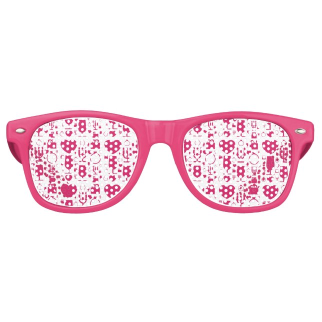 Valentinstag-Elemente Muster Partybrille (Vorderseite)