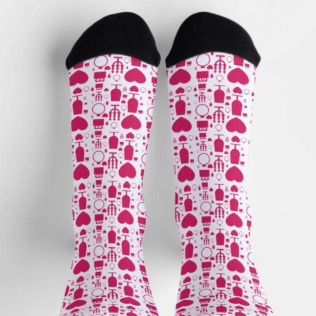 Valentinstag-Elemente Muster Socken (Oben)