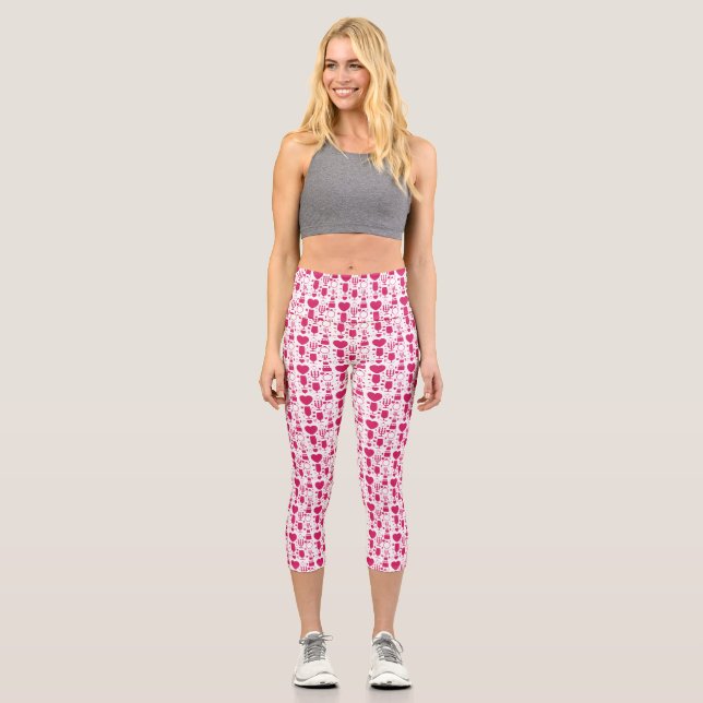 Valentinstag-Elementmuster Capri Leggings (Vorderseite)