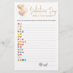 Valentinstag-Emoji-Pictionary-Spiel mit Antworten