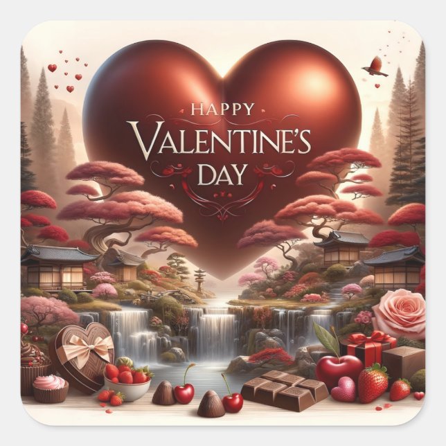 Valentinstag Enevelope Siegel Quadratischer Aufkleber (Vorderseite)