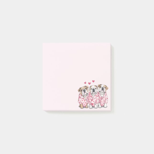 Valentinstag English Bulldog Post-it Klebezettel (Vorderseite)