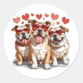 Valentinstag English Bulldog Runder Aufkleber