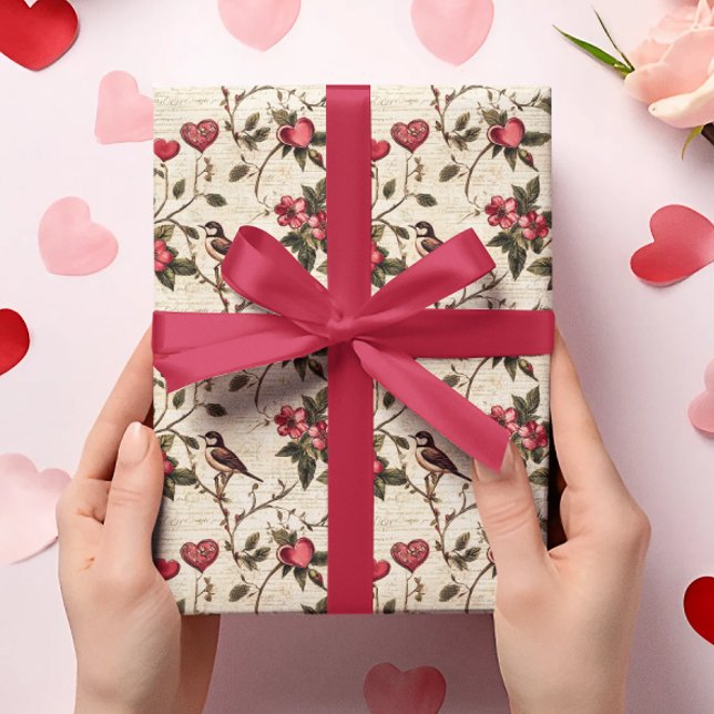 Valentinstag Entdeckungsreise Vintages Herz Geschenkpapier (Von Creator hochgeladen)