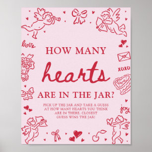 Valentinstag Errate wie viele Herzen Junggesellinn Poster
