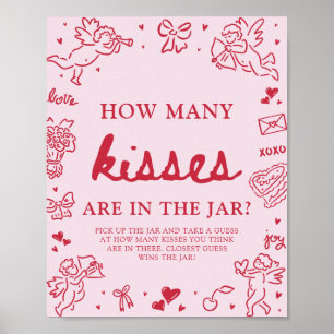 Valentinstag Errate wie viele Küsse Brautparty Poster