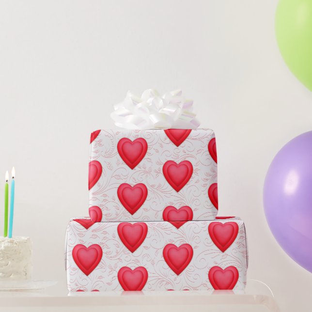 Valentinstag Extravagantes Rotes Herz Geschenkpapier (Partygeschenke)