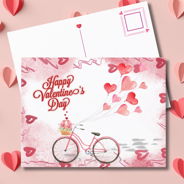 Valentinstag Fahrradtour der Liebe Feiertagspostkarte (Von Creator hochgeladen)
