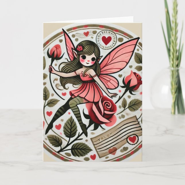 Valentinstag Fairy Valentine Karte (Vorderseite)