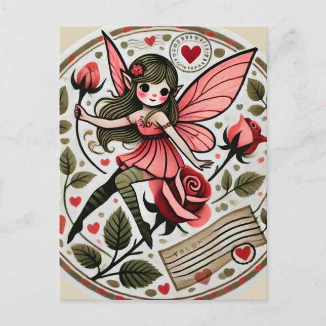 Valentinstag Fairy Valentine Postkarte (Vorderseite)
