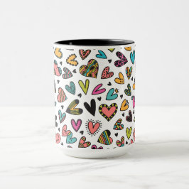 Valentinstag farbenfrohe süße Herzen Tasse