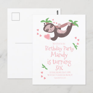 Valentinstag Faultier Geburtstagsfeier Herzen Postkarte