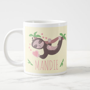 Valentinstag Faultier Gelb Rosa Jumbo-Tasse