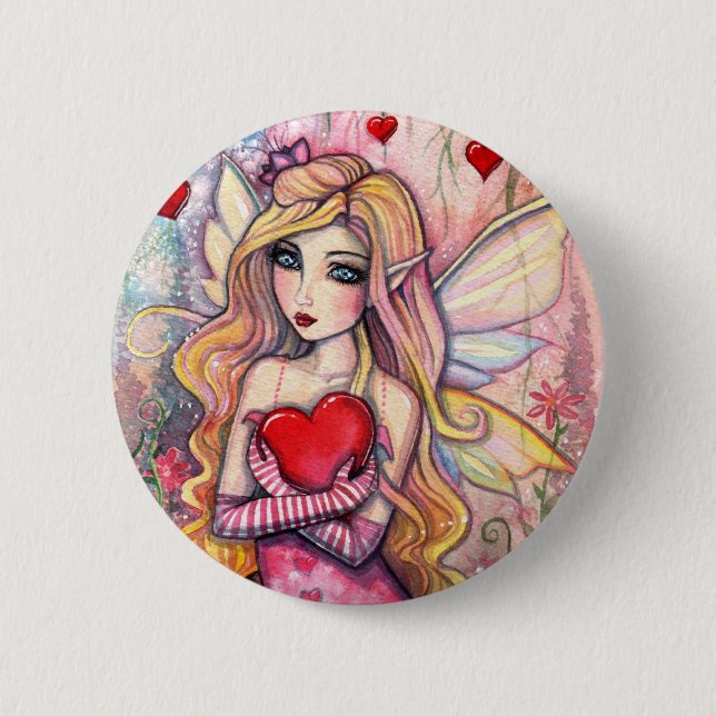 Valentinstag-Fee-Anstecknadel Button (Vorderseite)