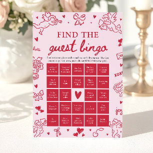 Valentinstag Find the Guest Bingo Brautparty-Spiel Einladung