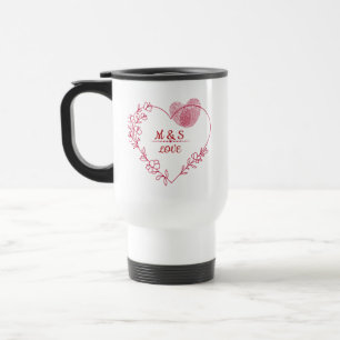 Valentinstag-Fingerabdruck-Herz-Blumen-Reisebecher Reisebecher