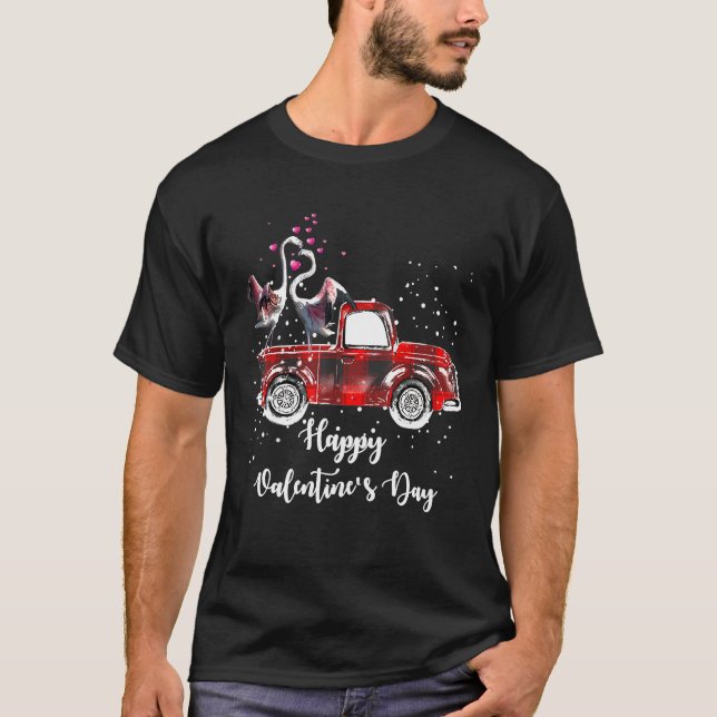 Valentinstag Flamingo Red Truck T - Shirt (Vorderseite)
