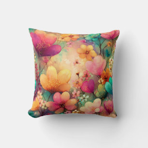 Valentinstag Floral Romantisch Rosa Lila Gelb Kissen