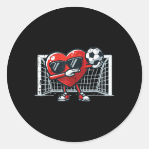 Valentinstag Football Heart Dab Soccer Men Boys Runder Aufkleber