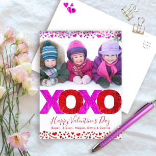 Valentinstag-Foto Bold XOXO Moderne Herzen Feiertagspostkarte