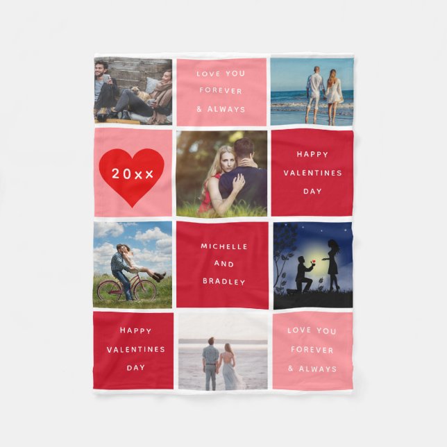 Valentinstag Foto Collage Geschenk Fleecedecke (Vorderseite)