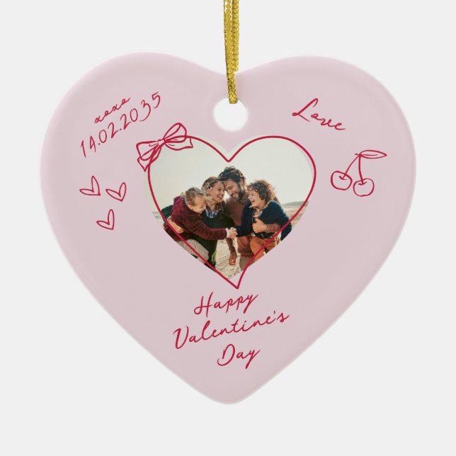 Valentinstag Foto Familie Keramik Ornament (Vorne)