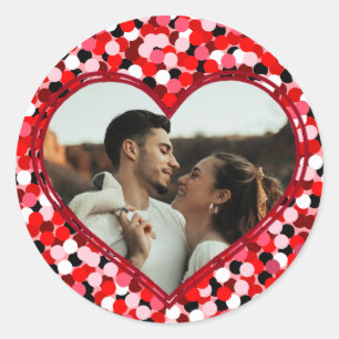 Valentinstag Foto Herz Runder Aufkleber