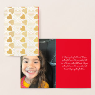 Valentinstag-Foto mit Herzen Gold Folienkarte