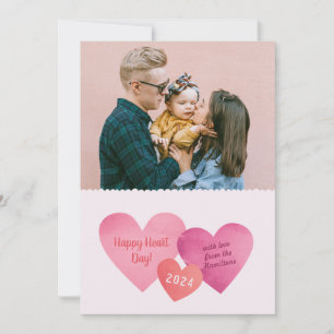 Valentinstag-Fotokarte für Papierherzen Feiertagskarte