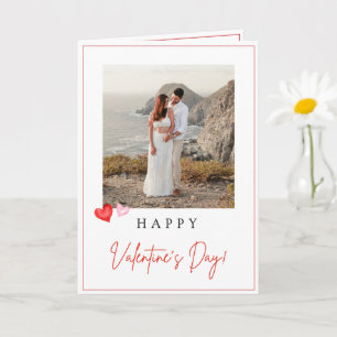 Valentinstag-Fotokarte, rosa rote Herzen V-Day Karte
