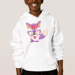 Valentinstag Fox, Lila Fox, Brille, Herz Hoodie