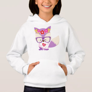 Valentinstag Fox, Lila Fox, Brille, Herz Hoodie