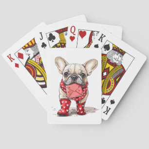 Valentinstag Französische Bulldogge Liebesbrief Spielkarten