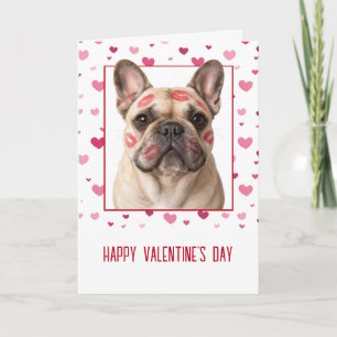 Valentinstag Französische Bulldogge mit Küssen Karte