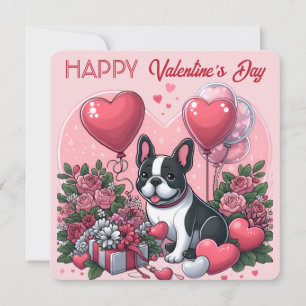 Valentinstag - Französischer Bulldog 3 - Karte