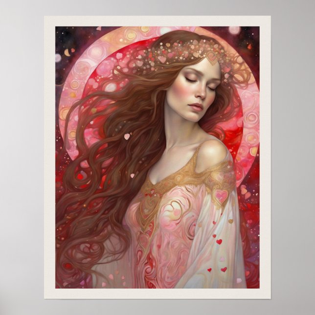 Valentinstag Frau Gown Deco Print Poster (Vorne)