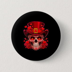Valentinstag Frauen Zucker Schädel Kuschel Rot Ros Button