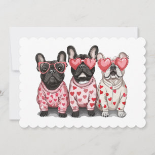 Valentinstag French Bulldog Feiertagskarte