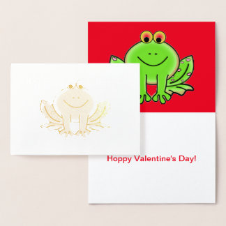 Valentinstag Frosch auf Goldfoil, Mohnfrosch Folienkarte