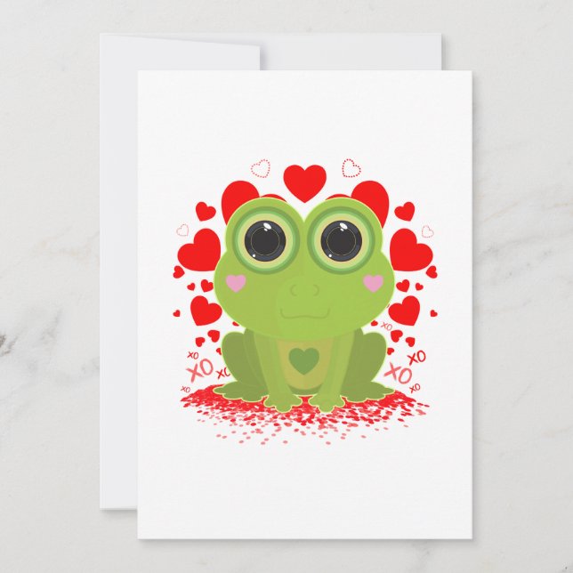 Valentinstag-Frosch Feiertagskarte (Vorderseite)