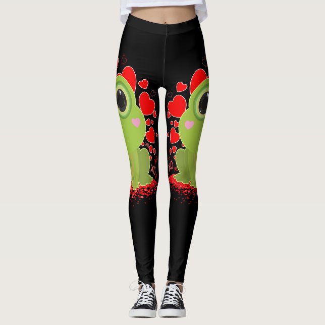 Valentinstag-Frosch Leggings (Vorderseite)