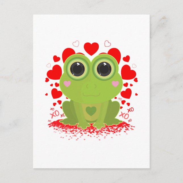 Valentinstag-Frosch Postkarte (Vorderseite)