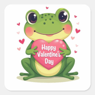 Valentinstag Frosch Quadratischer Aufkleber
