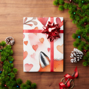 Valentinstag Fuchs rote Herzen Wrapping Paper Geschenkpapier