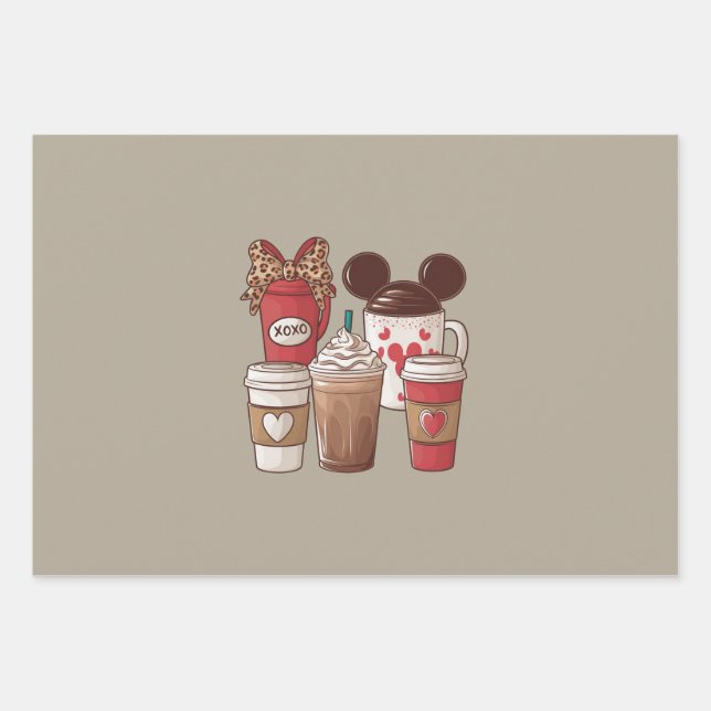 Valentinstag Funny Latte Coffee Lover Geschenkpapier Set (Vorderseite)