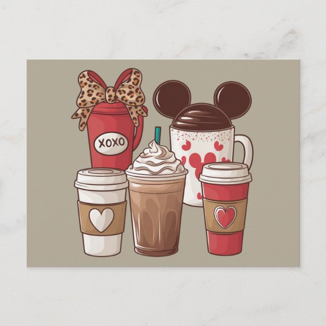 Valentinstag Funny Latte Coffee Lover Postkarte (Vorderseite)