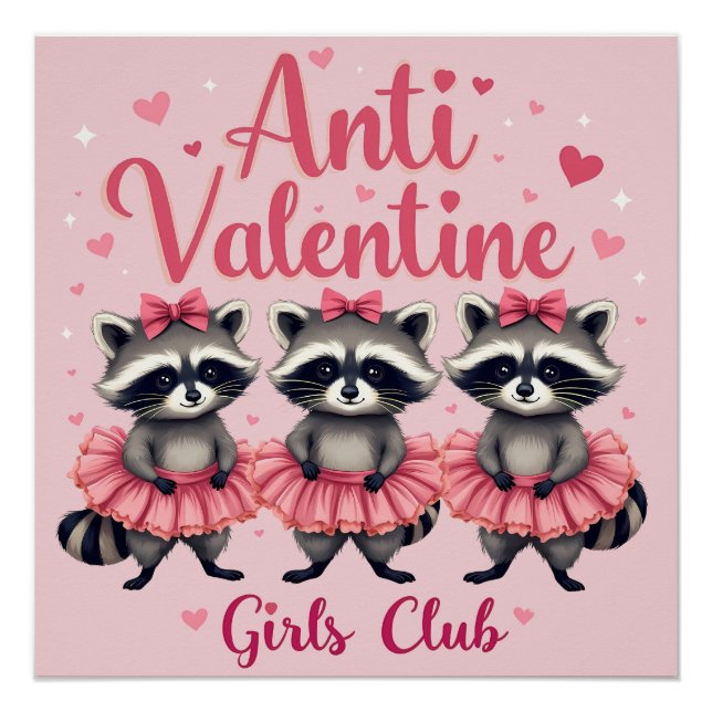 Valentinstag Funny Raccoon Niedlich Kawaii Poster (Vorderseite)